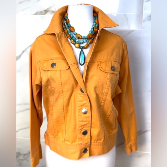 Shaver Lake Jackets & Blazers - Shaver LAKE Orange Denim Jacket, Size Small Petite